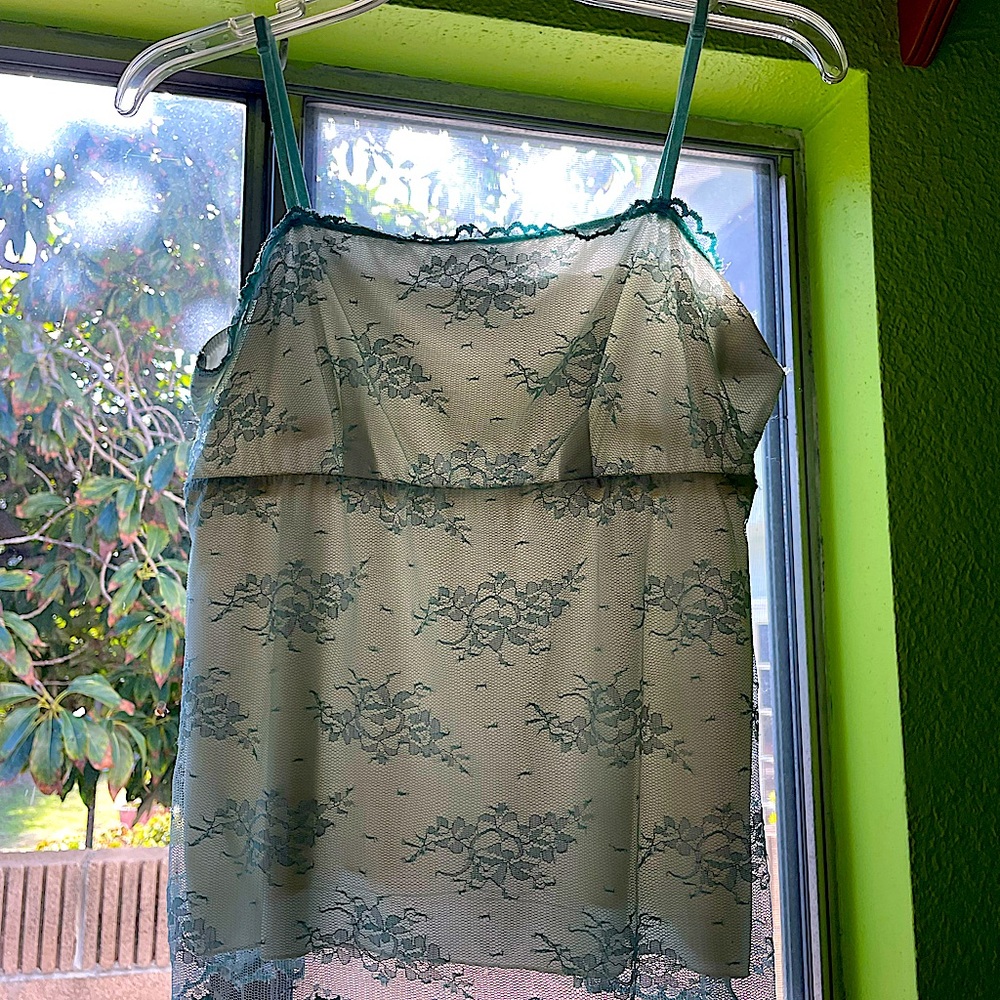 Blue dainty Lace cami with floral patterns. Perfect for any cottage core lover!